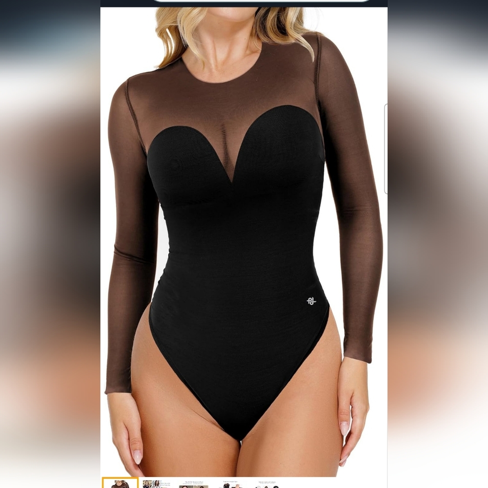 Chic Sheer Black and Brown Bodysuit